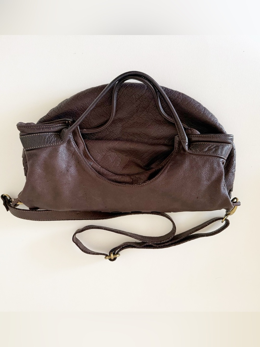 Civico 93 Bag Woven Leather Hobo Saddle Chic Boho Brown Medium - Picture 7 of 11